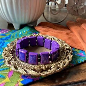 Royal Purple Two Toned Plastic Gemstone Bracelet